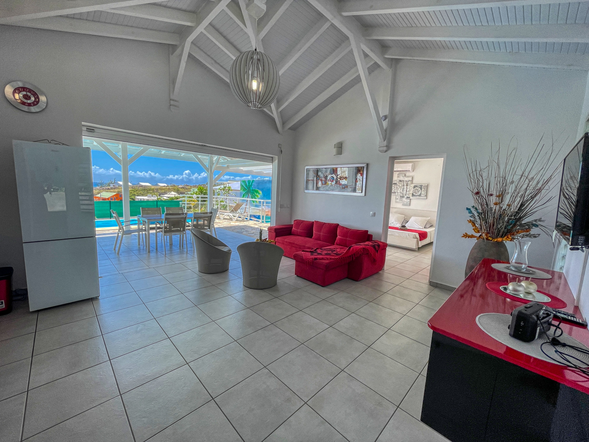 ok salon 10 villa Rubis 2 chambres 4 personnes vue sur mer piscine à St François en Guadeloupe - salon.